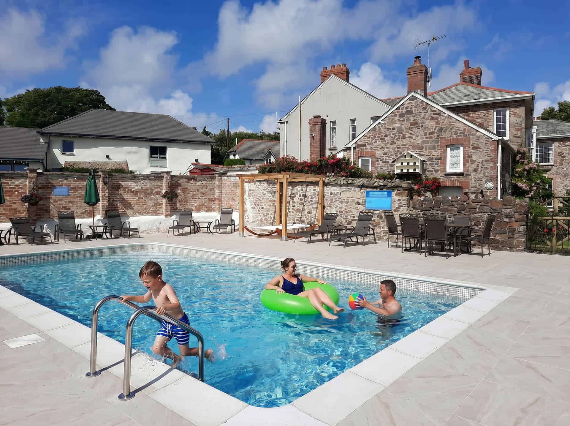 Broomhill Manor luxury Holiday Cottages for Rent Bude North Cornwall pool area
